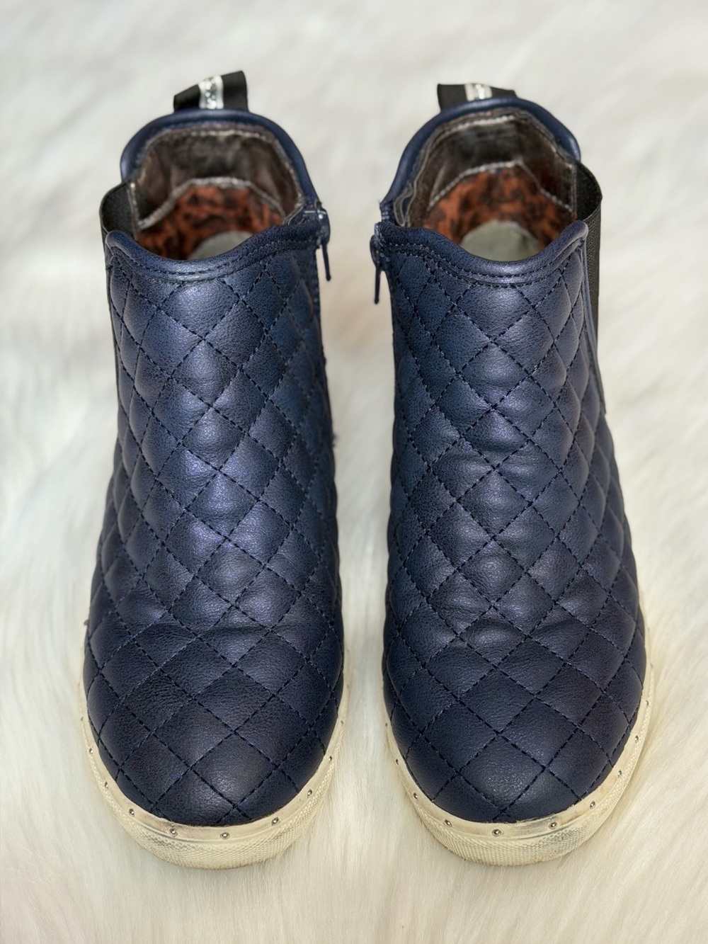 Kids Steve Madden Blue Quilted High Top Sneaker